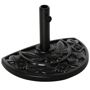 Outsunny Base para Sombrilla Semicircular Peso 9 kg Soporte Parasol de Jardín Apto para Mástil de 35mm/38mm/48mm Relleno de Cemento para Terraza Patio 50x32x32 cm Negro