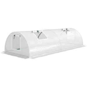 Outsunny Estufa de Cobertura Mini Túnel com Janela em Rede Resistente a UV Película Plástica 200x80x45 cm Branco