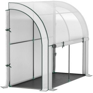 Outsunny Estufa Montada na Parede Casa de Cultivo Acessível Cobertura de Plástico 300x80x157 cm Branco