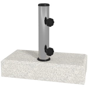Outsunny Bază pentru umbrelă de grădină 25kg pentru tije de Ø32mm, Ø38mm și Ø48mm, din granit și oțel inoxidabil, 45x22.5x40 cm, gri