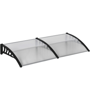 Outsunny Cobertura para Porta Proteção Contra Chuva Vento e Granizo Policarbonato Hastes de Ligação em Alumínio 200x96x27 cm Preto