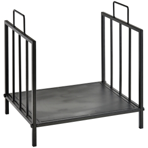 Outsunny Portalegna per Camino 25kg max per Interno ed Esterno con 2 Maniglie, in Metallo, 44.5x33x46.5 cm, Nero