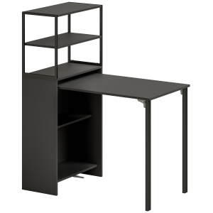 HOMCOM Folding Shelf and Work Table - Black