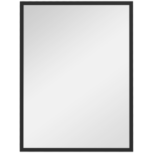 HOMCOM Espelho de Parede Retangular 80x60 cm Moldura em Madeira Preta Ideal para a Casa de Banho Sala ou Quarto