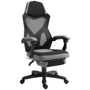 Vinsetto Scaun de Birou Ergonomic cu Spătar Reclinabil, Suport Picioare Retractabil, Înălțime Reglabilă, Gri
