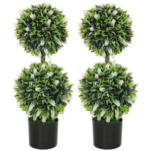 HOMCOM Conjunto de 2 Plantas Artificiais, planta artificial resistente aos UV em vaso, planta de 70 cm para sala de estar, jardim