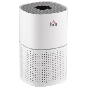 HOMCOM Purificador de Ar HEPA Lonizador CADR 225m³/h Modo Silencioso 50W Temporizador 4 Velocidades 22x22x36 cm Branco
