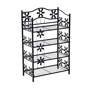 HOMCOM Estante para Sapatos Estante para Plantas Estante para Flores Estante de Chão Suporte 4 Níveis Metal 59,5x30x92 cm Preto