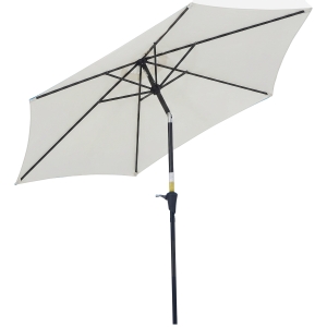 Outsunny Knickschirm Sonnenschirm Gartenschirm Marktschirm mit Handkurbel Alu 180/㎡ Polyester Beige ∅2,6 x 2,35 m