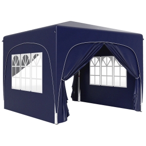 Outsunny Cenador Plegable 3x3 m Gazabo con Paneles Laterales UPF50+ Altura Ajustable y Bolsa de Transporte Azul Oscuro