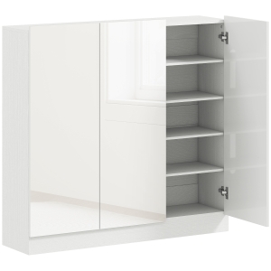 HOMCOM Armário de Sapatos com 10 Prateleiras para 25-30 Pares Aberturas de Ventilação Portas com Fechamento Suave Madeira Branco