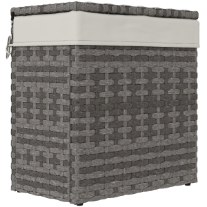 Outsunny Cutie de depozitare pentru grădină și casă din ratan cu material textil interior, 57x34x62cm, gri
