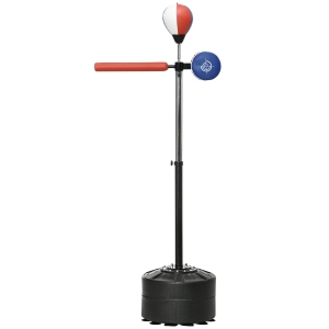 SPORTNOW Sacco Boxe da Terra con Barra Girevole, Speedball e Colpitore, in Acciaio, HDPE e PU, 80.5x48x163-205 cm