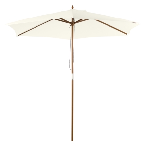 Outsunny Ombrellone da Giardino 2.5x2.3 m a 6 Stecche, in Legno e Poliestere, Bianco Crema