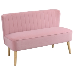 HOMCOM Sofá 2 lugares Sofá de tecido Couch Sofá estofado Sofá lounge largo Rosa