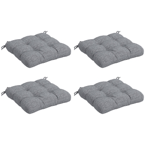 Outsunny Lot de 4 coussins de chaise de jardin, Coussins extérieur capitonné, dim. 48L x 48l cm Gris