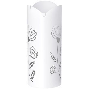 HOMCOM Paragüero de Acero con 4 Ganchos y Bandeja de Goteo Extraíble y Diseño Decorativo 17x17x41 cm Blanco