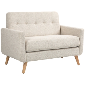 HOMCOM Sofá de 2 Plazas Moderno con Reposabrazos y Patas de Madera Carga 240 kg para Dormitorio Oficina 114x71x82 cm Beige