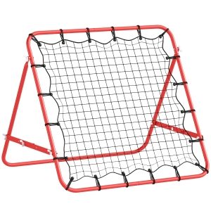 HOMCOM Rebounder für Fußball, 84 x 84 cm Fussball Rebounder mit stufenlos verstellbarem Winkel, Kickback Rückprallwand Fußballtor für Jugendliche Schuss-, Pass- und Ballannahmetraining Rot