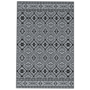 Outsunny 182 x 274cm Reversible Patterned Outdoor Rug, with Bag - Black/Grey