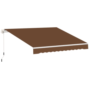 Outsunny Toldo de Pared con Brazo Articulado y Manivela Marco Resistente de Aluminio y Cubierta de Poliéster 295x245 cm Café