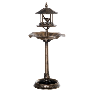 Outsunny Vogeltränke Vogelbad Vintage Design, wetterbeständig,50cm × 50cm × 113cm, Messing
