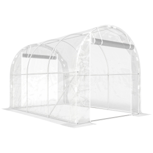 Outsunny Invernadero de Túnel 3x2x2 m con 2 Puertas Enrollables Estructura de Acero Galvanizado Cubierta PE Anti-UV Transparente