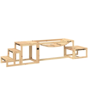 PawHut Agility-Set für Hunde, Hundetrainings-Konstruktion mit Brücke, Treppe, Plattform, Tannenholz, für große Hunde bis 40 kg