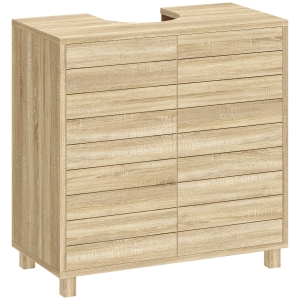 HOMCOM Mueble Bajo Lavabo con Estante Ajustable Puertas de Listones y Apertura por Presión para Lavabo con Pedestal o Pared