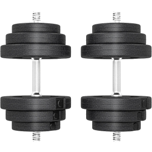 HOMCOM Set 2 Manubri Regolabili da 40 kg Totali con 12 Dischi e Impugnatura Antiscivolo, in Acciaio e Plastica, Nero