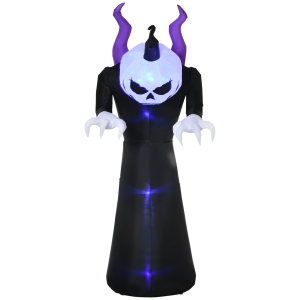 Outsunny Gespenst mit Kürbiskopf Halloweendeko aufblasbar mit blauem Flammeneffekt 88 x 79 x 210cm