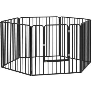 PawHut Recinto per Cani a 6 Pannelli Modulabili da Interno ed Esterno, in Acciaio, 164x83x80 cm, Nero