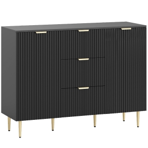 HOMCOM 2-Door Sideboard with 3 Drawers and Adjustable Shelves - Black