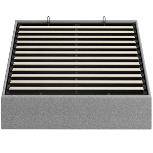 HOMCOM Lit coffre 140 x 190 cm, cadre de lit double rembourré, sommier à lattes en bois, rangement caché, sans bruit, gris