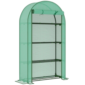 Outsunny Invernadero de Exterior con 4 Estantes Puerta Enrollable Cubierta de PE y Marco de Acero 105x45x160 cm Verde