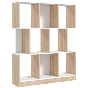HOMCOM Bücherregal Standregal Büroregal Aktenregal für Büro Wohnzimmer Arbeitszimmer Spanplatte Natur+Weiß 100 x 27 x 124 cm