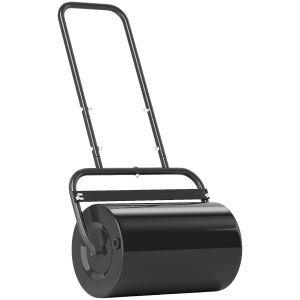 Outsunny gazonwals met U-handgreep, tuinwals, tuinroller, 32 cm diameter, vulling 38 l water/62 kg zand, metaal, zwart 59 x 32,5 x 107 cm