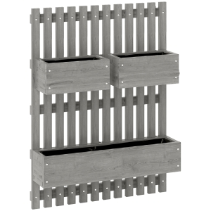 Outsunny Bloembakset, wandmontage, vrij verplaatsbaar, massief hout, 60 x 16 x 80 cm
