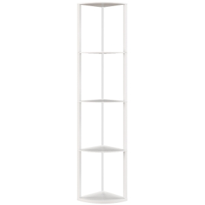 HOMCOM RGB LED Floor Lamp with Shelves, 4-Tier Dimmable Standing Lamp with Adjustable Brightness and Remote Control, Modern Corner Display Shelf Unit for Living Room Bedroom Office, White