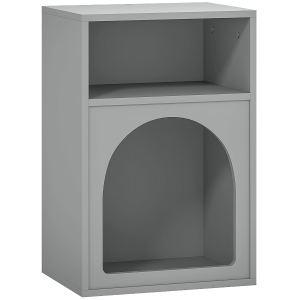 HOMCOM Mesa de Cabeceira Estreita com 2 Compartimentos Abertos, Design em Forma de Arco, 40x30x60 cm, Cinzento