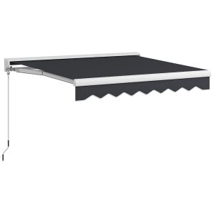 Outsunny Elektrisch/Handmatig Uitschuifbare Zonnescherm, Halfcassette, Afstandsbediening, Aluminium Frame, 2,5 x 2 m, Grijs