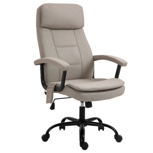 Vinsetto massagebureaustoel in hoogte verstelbare directiestoel gamestoel met massagefunctie ergonomische draaistoel massagestoel linnen look beige 63 x 70 x 112-121 cm