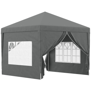 Outsunny 3x3(m) Pop-Up Gazebo, with Curtain Walls and Windows, Grey
