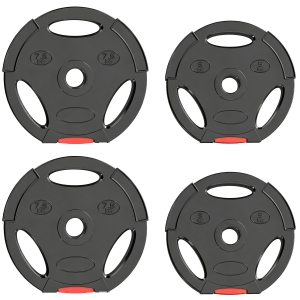 SPORTNOW Juego de Discos Pesas de 4 Piezas 2x5 kg 2x7,5 kg con Orificios de 2,5 cm para Entrenamiento Fitness en Hogar Negro