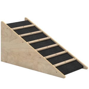PawHut Haustiertreppe, Hundetreppe, Kiefernholz, Anti-Rutsch-Beschichtung, 90 cm x 40 cm x 45 cm, Natur + Grau