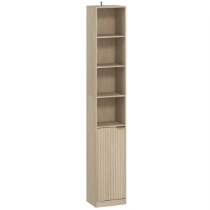 HOMCOM Bookcase Adjustable Shelf Bookshelf Anti-Tip Hardware 6-Tier Storage Cabinet Oak Wood Effect