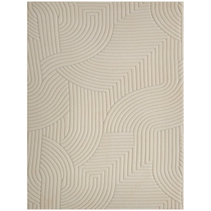HOMCOM Tapis salon 160 x 120 cm, tapis à poils épais géométrique, moelleux et antidérapant, crème