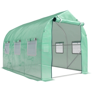 Outsunny Invernadero de Túnel 3x2x2 m con 6 Ventanas de Malla y Puerta Invernadero de Huerto para Patio Jardín Verde