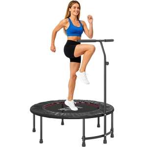 HOMCOM 40" Fitness Trampoline with Adjustable Handle, Rebounder Trampoline, Mini Jumper for Indoor Exercise Workout, Black