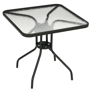 Outsunny Square Garden Dining Table with Tempered Glass Top & Umbrella Hole, 76 x 76 cm